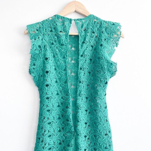 ZARA Guipure Lace Tube Midi Dress Flutter Cap Sleeves // size medium - Picture 9 of 11